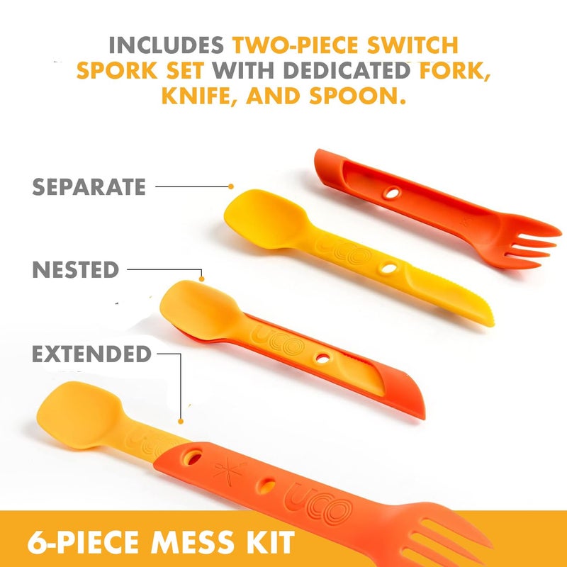 UCO 6-Piece Camping Mess Kit with Bowl, Plate, Collapsible Cup, and Switch Camping Spork - Image 5